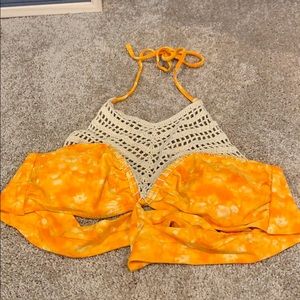 Altar’d State Orange Crochet Bikini Top
